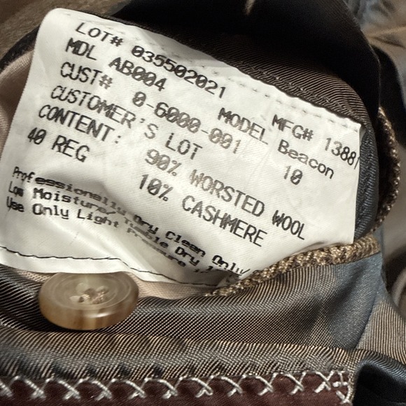 Hickey Freeman Blazer Men 40R Houndstooth Brown Plaid Wool Cashmere Sport Coat - Picture 13 of 14